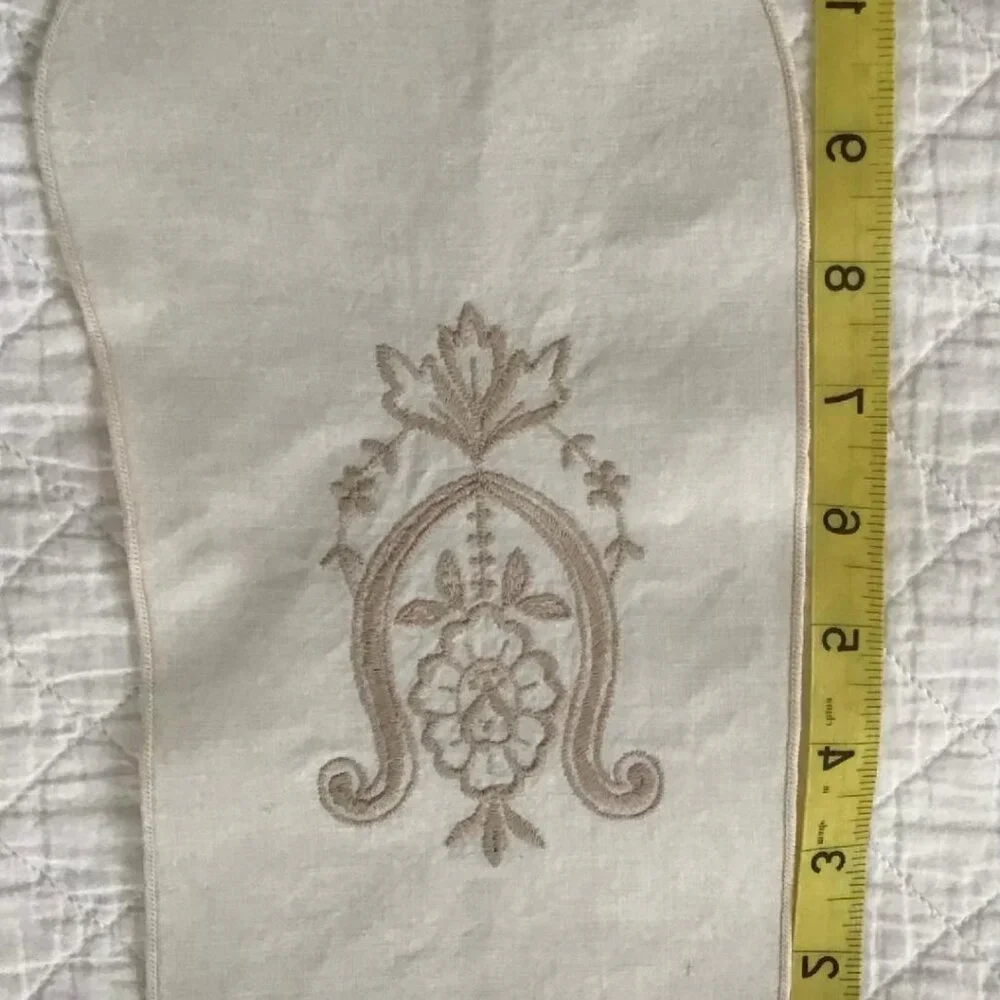 Vintage Tea Towel Guest/Powder Room, Linen, Off White, Flower‎ Embroidery (6)